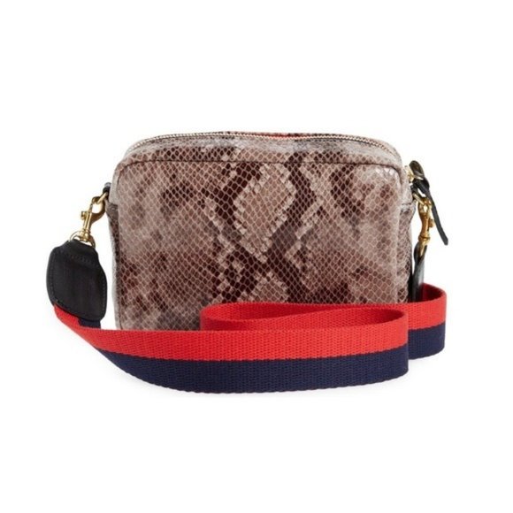 Clare V. Midi Sac Leather Crossbody Bag NWT Authentic in Grey Snake - Picture 3 of 6